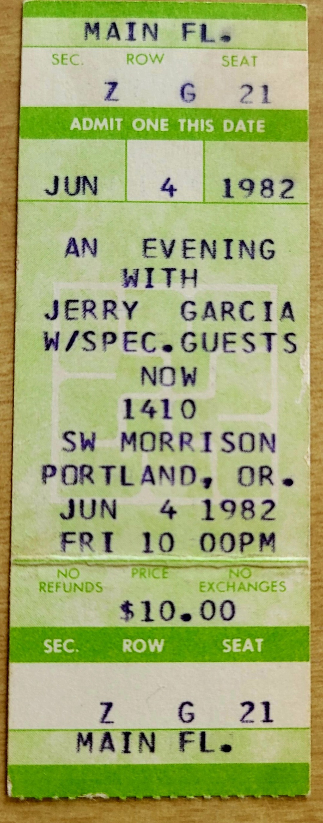Jerry Garcia ticket